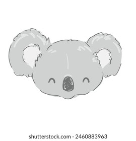 Cute koala isolated on white background, kids design print for nursery vector illustration.