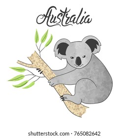 Cute koala isolated on white. Vector illustration.