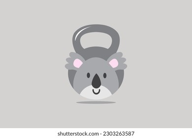 Cute Koala Kettle Bell Fitness GYM Logo design template element vector