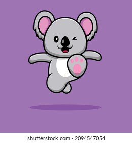 Cute Koala Kicking Cartoon Vector Icon Illustration. Animal Sport Icon Concept Isolated Premium Vector. Flat Cartoon Style