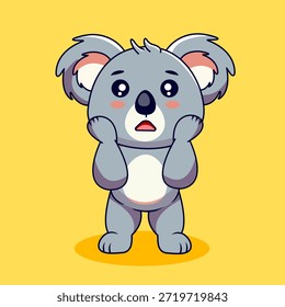 Cute Koala Looking Shocked Vector Illustration Cartoon Design Kawaii