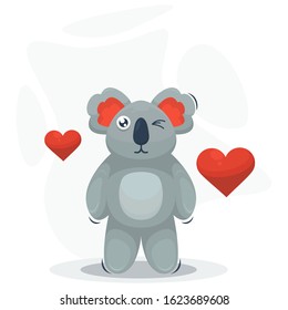 cute koala and love cartoon vector