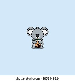 Cute koala liebt Teekartoon, Vektorgrafik