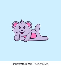 Cute koala lying down. Animal cartoon concept isolated. Can used for t-shirt, greeting card, invitation card or mascot.