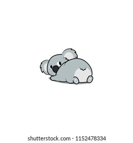 Cute koala lying down and looking back, vector illustration