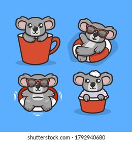 Cute koala mascot design illustration vector template set