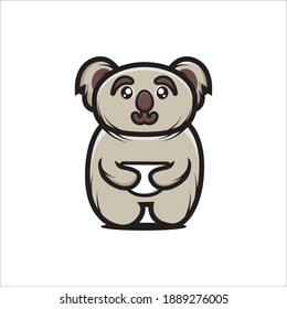 cute koala mascot illustration design on white background