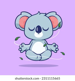 Cute Koala Meditation Yoga Cartoon Vektorsymbol Illustration. Animal Sport Icon Konzept isolierter Premium Vektor. Flachbildkartonstil