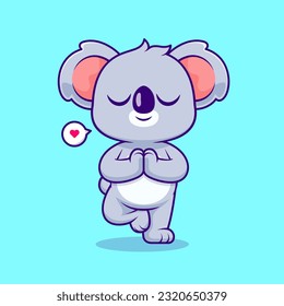 Cute Koala Meditation Yoga Cartoon Vektorsymbol Illustration. Animal Sport Icon Konzept isolierter Premium Vektor. Flachbildkartonstil