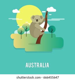 cute koala native animal in Australia illustration design
