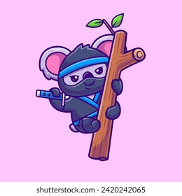 Cute Koala Ninja Hanging On Tree With Sword Cartoon Vector
Icon Illustration. Animal Holiday Icon Concept Isolated
Premium Vector. Flat Cartoon Style