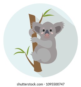 Cute koala on blue background. Vector illustration.