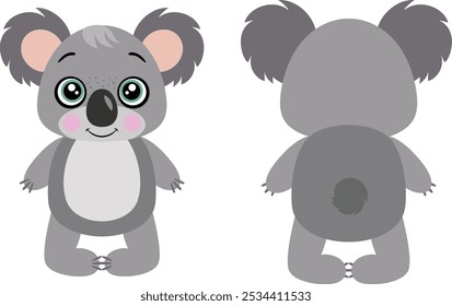 Cute koala on front and back position