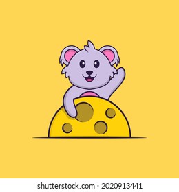 Cute koala is on the moon. Animal cartoon concept isolated. Can used for t-shirt, greeting card, invitation card or mascot.