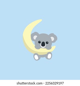 Koala lindo en diseño plano lunar, ilustración vectorial