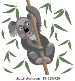 Cute Koala on stick Vector Art