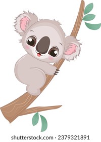 Cute Koala on a tree vector