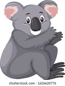 Cute koala on white background illustration