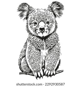Cute Koala on white background, hand draw illustration koala bear
