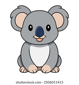 Lindo koala sobre fondo blanco. Ilustración vectorial de dibujos animados de animales