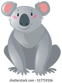 Cute koala on white background illustration