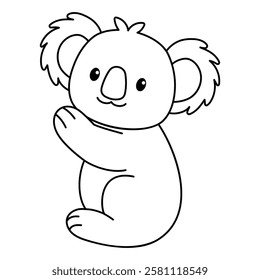 cute koala outline for coloring illustration