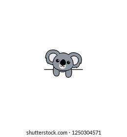 Cute koala over white wall, vector illustration