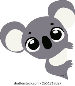Cute Koala Peeking Cartoon Illustration hand drawn