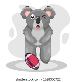 Cute koala play football mascot cartoon vector