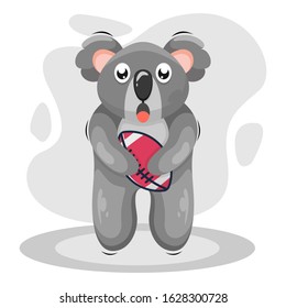 Cute koala play football mascot cartoon vector
