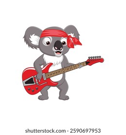 Cute Koala Playing Electric Guitar Illustration