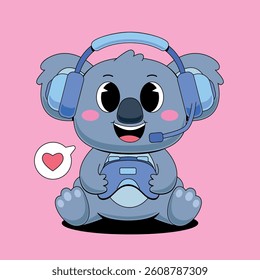 Cute koala playing game cartoon