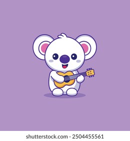 cute koala playing with guitar vector icon illustration