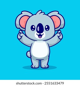 Cute Koala Pointing Cartoon Vector Icon Illustration. Animal 
Nature Icon Concept Isolated Premium Vector. Flat Cartoon 
Style 