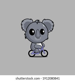 cute koala riding a bike vector design