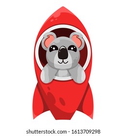 cute koala with rocket cartoon vector