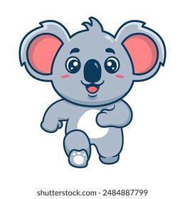Cute koala running cartoon character. Kawaii animal concept design Hand drawn style vector illustration