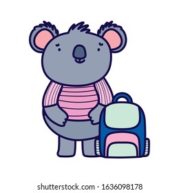 cute koala with shirt and speech bubble cartoon vector illustration