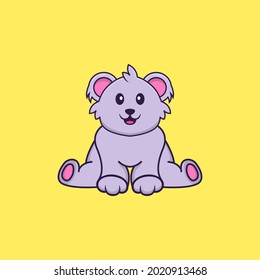 Cute koala is sitting. Animal cartoon concept isolated. Can used for t-shirt, greeting card, invitation card or mascot.