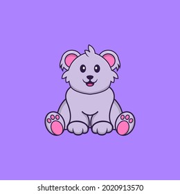 Cute koala is sitting. Animal cartoon concept isolated. Can used for t-shirt, greeting card, invitation card or mascot.