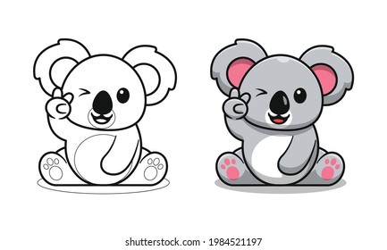 Cute koala is sitting cartoon coloring pages for kids