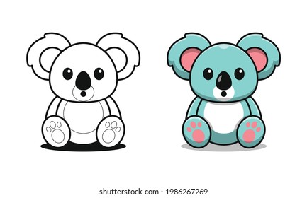 Cute Koala Sitting Cartoon Coloring Pages Stock Vector (Royalty Free ...