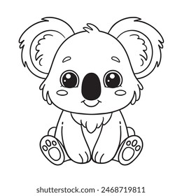 Cute koala sitting cartoon coloring page illustration vector