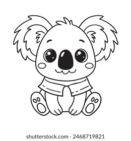 Cute koala sitting cartoon coloring page illustration vector