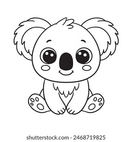 Cute koala sitting cartoon coloring page illustration vector