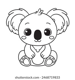 Cute koala sitting cartoon coloring page illustration vector