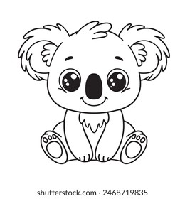 Nette Koala sitzende Cartoon Färbung Seite Illustration Vektorgrafik