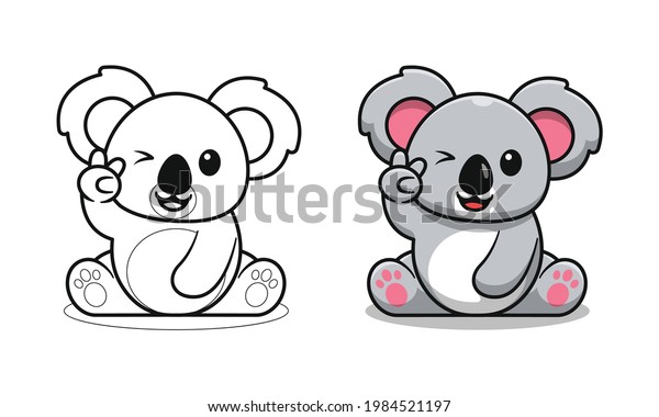 Cute Koala Sitting Cartoon Coloring Pages Stock Vector (Royalty Free ...