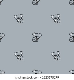 Cute koala sitting cartoon seamless pattern, vector illustration