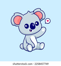 Cute Koala Sitting Cartoon Vector Icon Illustration. Animal Nature Icon Concept Isolated Premium Vector. Flat Cartoon Style